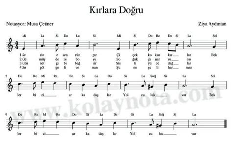 'Kırlara Doğru' melodika notaları - Eodev.com