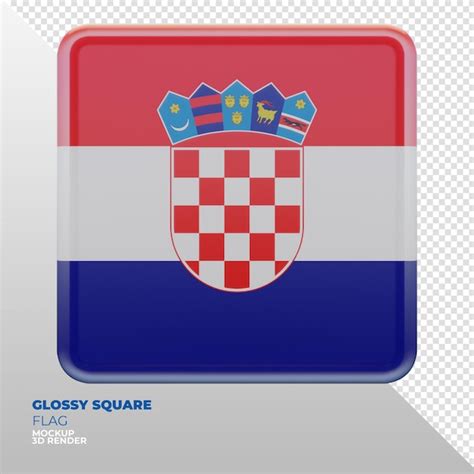 Bandera Cuadrada Brillante Con Textura 3d Realista De Croacia Archivo