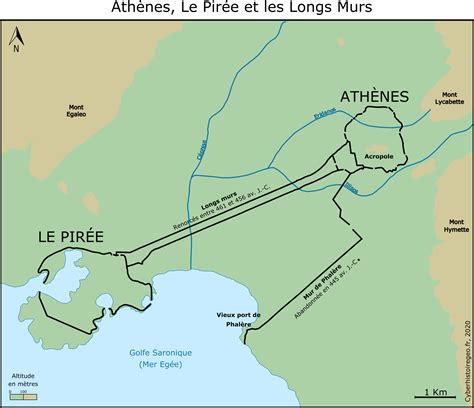 Athènes Le Pirée et les Longs Murs Cyberhistoiregeo Carto