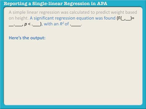 simple linear regression write up apa 5