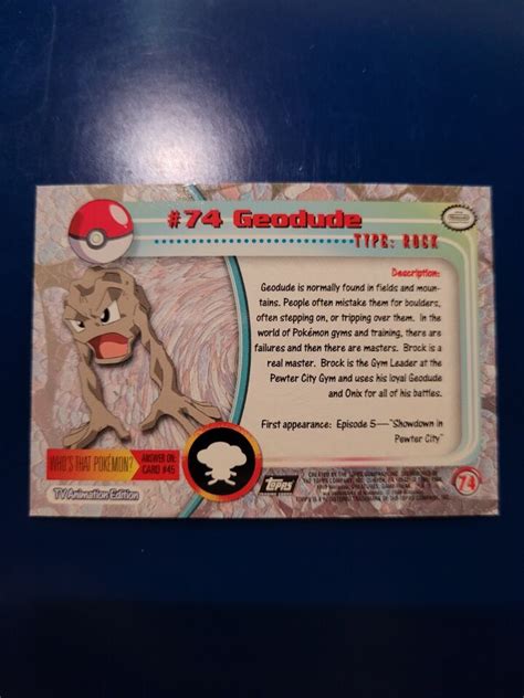 2000 Topps Chrome Pokemon Geodude 74 TV Animation Edition EBay