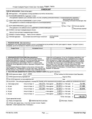 Fillable Online Physics Ohio State PHS 398 Rev 4 06 Checklist Form