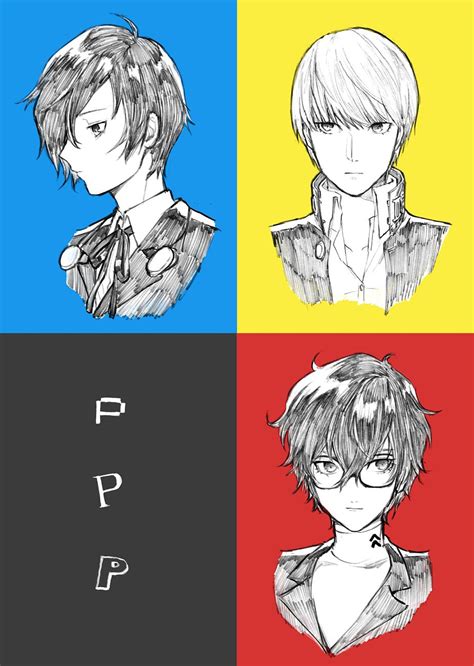 Narukami Yuu Yuuki Makoto And Amamiya Ren Persona And 3 More Drawn