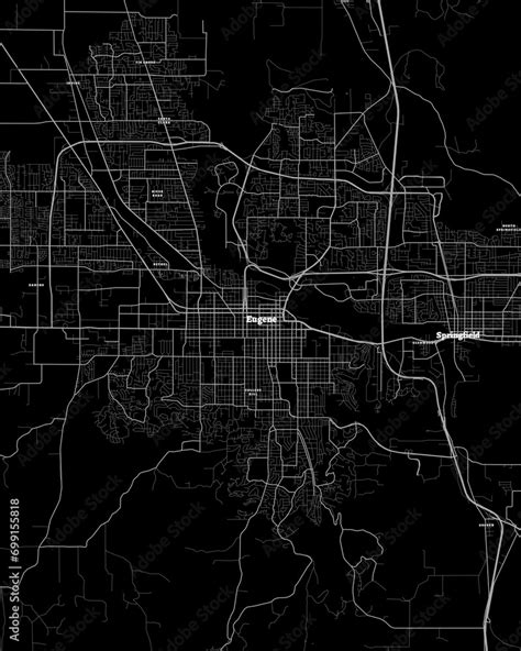 Eugene Oregon Map Detailed Dark Map Of Eugene Oregon Stock