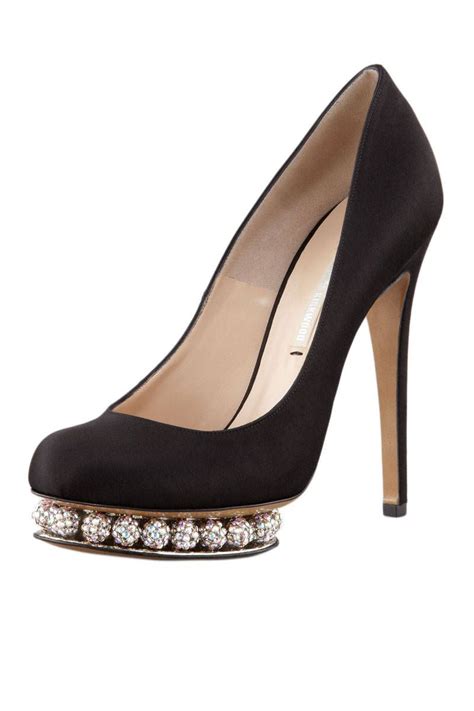 Nicholas Kirkwood Crystal Platform Satin Pumps Neimanmarcus