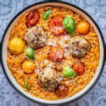 Alles In N Pan Orzo Met Italiaanse Balletjes En Geroosterde