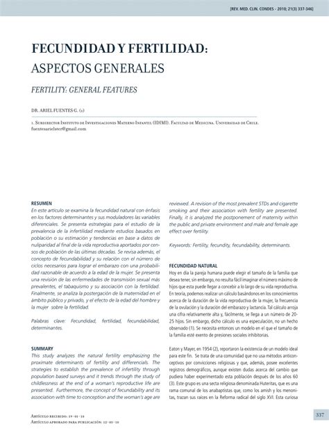 PDF Fecundidad Y Fertilidad Aspectos Generales