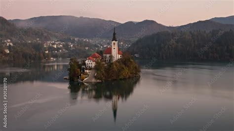 Night To Day Transition Aerial Hyper Lapse Of Bled Island Blejski Otok