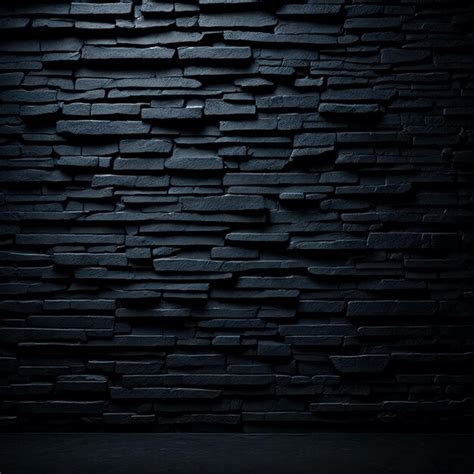 Premium Ai Image Gloomy Background Black Brick Wall Of Dark Stone Texture