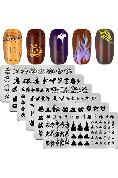nail stamping plate halloween danneasy  pieces nail stamp holiday