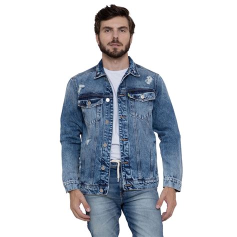 Jaqueta Jeans Masculina Classica Puidos Bolso Lateral Shopee Brasil