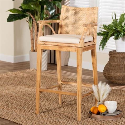 Bali And Pari Storsel 29 6 In Natural Rattan Wood Bar Stool Set Of 2 249 13699 Hd The Home Depot