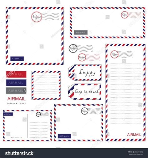 Airmail Stationery Set Stationery Set Envelope Template Lettering