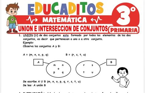 Uni N E Intersecci N De Conjuntos Para Tercero De Primaria