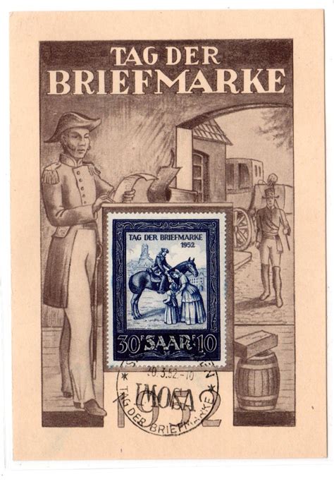 Saarland Tag Der Brfm 1952 Au7f Ersttags Maximumkarte