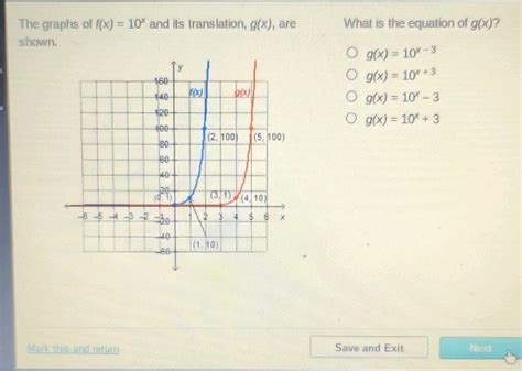 The Graphs Of F X 10x And Its Translation G X StudyX