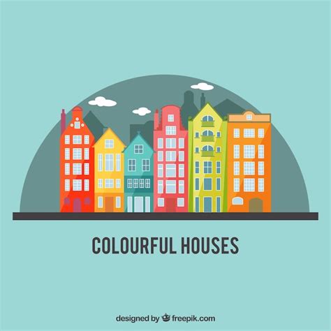 Casas Coloridas De Ciudad Vector Gratis