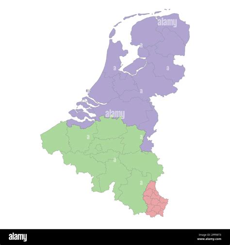 High Quality Political Map Of Belgium Netherlands And Luxembourg With