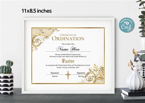 Pastor Ordination Certificate Elegant Ordination Certificate - Etsy