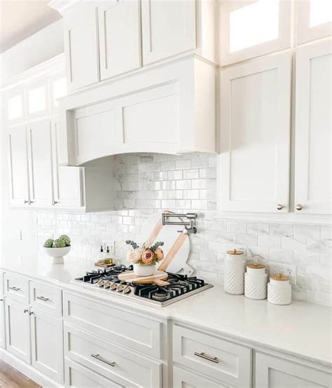 Cottage Style White Kitchen With White Subway Tile Backsplash Soul And Lane