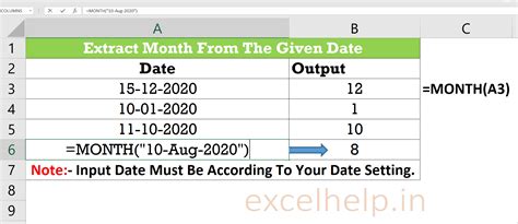 How To Extract The Month From A Date In Excel