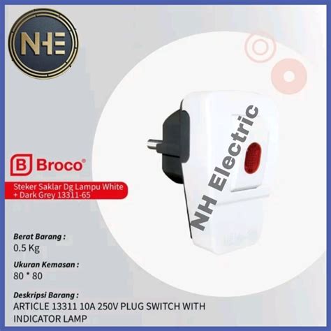 Jual Steker Saklar Lampu On Off White Broco Plug Switch With