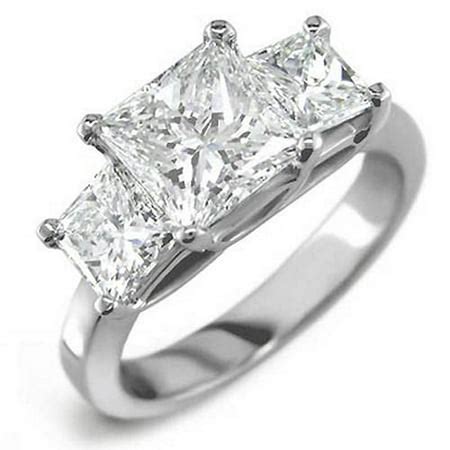 TheJewelryMaster - 1.75 Carats Princess Cut Past Present Future 3 Stone Diamond Ring - Walmart.com