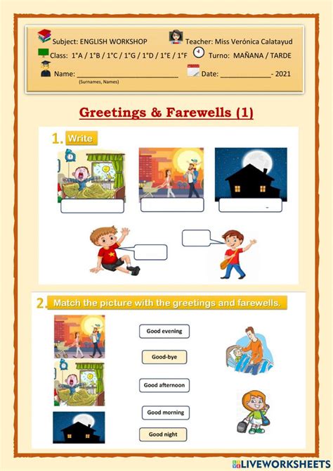 Greetings And Farewells Online Exercise For Live Worksheets – NBKomputer