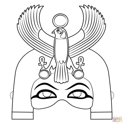 Egyptian Mask With Horus Falcon Coloring Page Free Printable Coloring