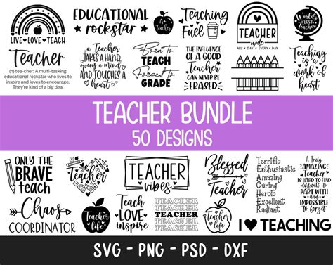 Teacher Svg Bundle Teacher Svg Back To School Svg Teacher Life Svg