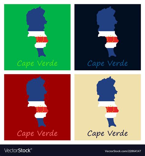 Map and national flag of cape verdemap Royalty Free Vector