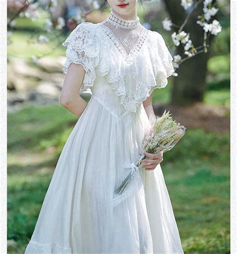 Summer Sanctuary White Lace Gunne Sax Dress Victorian Wedding Dress