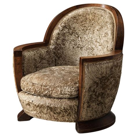 French Art Deco Velvet Upholstered Chair For Sale At 1stdibs Art Deco