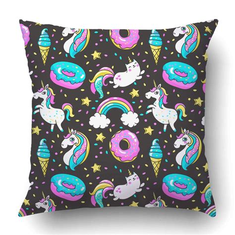 Bpbop Unicorns Donuts Rainbow Confetti Cartoon 80s 90s Comic Pillowcase