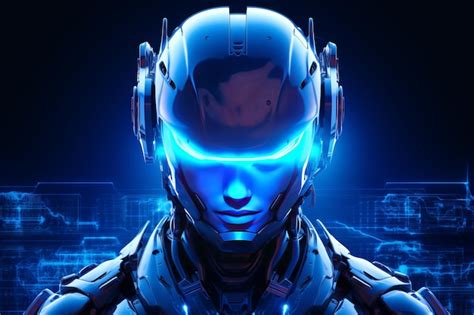 Premium Photo Futuristic Illustration Of Human Face Of Cyborg