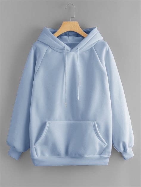 Kangaroo Pocket Blue Hoodie Trendy Hoodies Solid Hoodie Sweatshirts