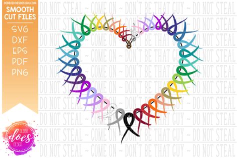 Awareness Ribbon Heart Svg File Debbie Does Design