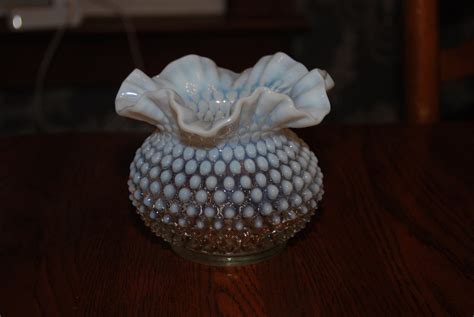 Vintage Fenton French Opalescent Hobnail Ruffled Edge Vase Etsy