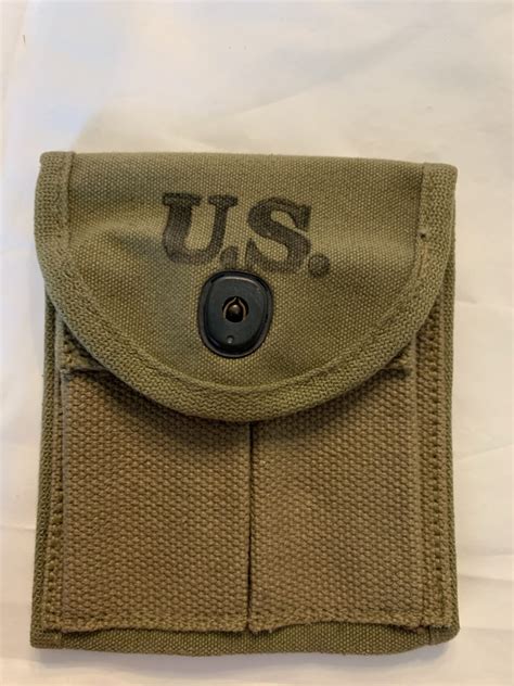 Sold Ww2 Original M1 Carbine Twin Mag Pouch Two Tone “laird Schober 1943” Pre98 Antiques