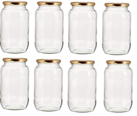 Rkk 1000 Ml Jar Kitchen Storage Glass Jar With Air Tight Golden Metal