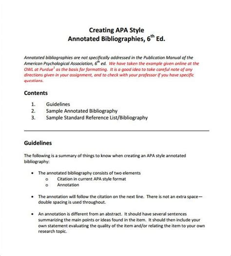 Annotated Bibliography Apa 6th Edition