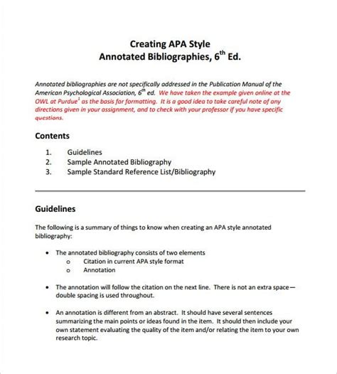 Apa 7th Edition Annotated Bibliography Template