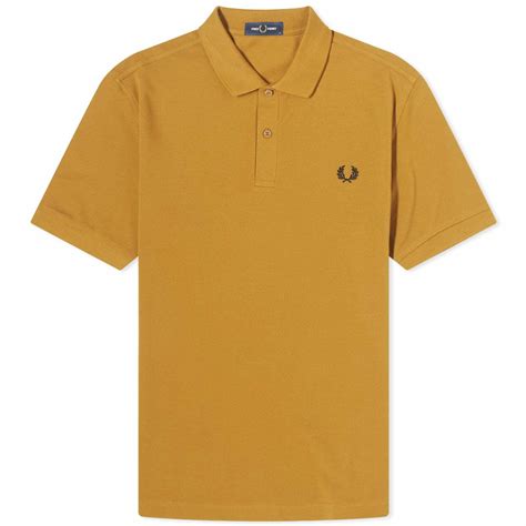 Fred Perry Men S Slim Fit Plain Polo Shirt In Dark Caramel Fred Perry