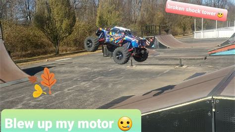 Traxxas X Maxx 8s 1st Skatepark And Jumping A Road New Park Adventure