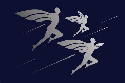 Flying Man With Wings Sign Vector Illustration 12214172 Vector Art At