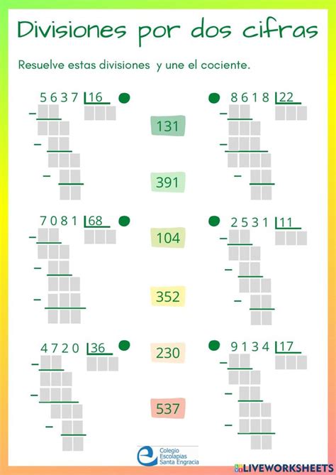 Ficha Interactiva De Divisiones Por Dos Cifras Para Ep En