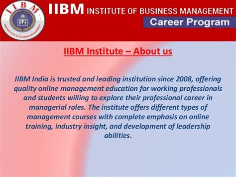 Iibm Institute Presentation 1