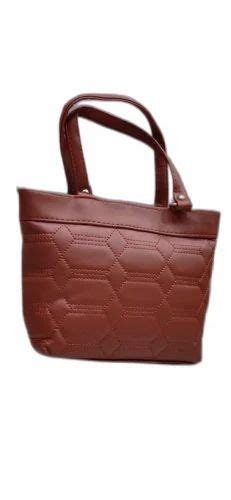 Plain Handbags Brown Ladies Leather Handbag 130 Gram Size 17 Inch