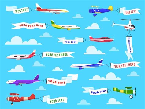 Premium Vector Flying Advertising Banner Sky Planes Banners Airplane