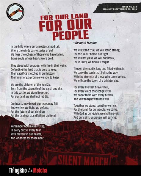 FOR OUR LAND FOR OUR PEOPLE - Thingkho le Malcha